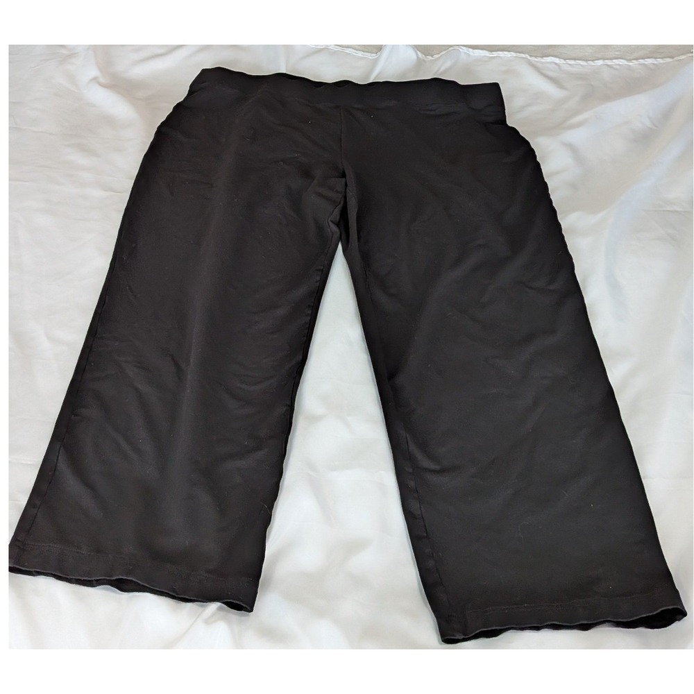 Eileen Fisher Cropped Pants Women XL Black Excellent Stretch Wide Leg Capri